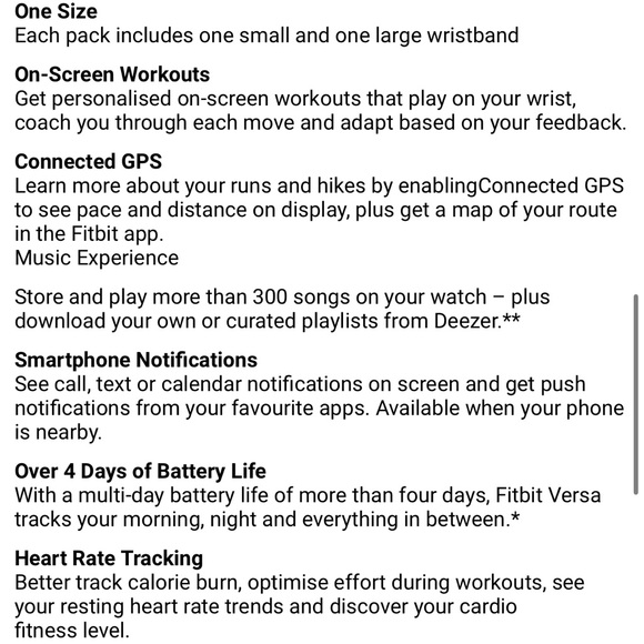 Fitbit Versa Heath & Fitness Smart Watch - Picture 4 of 15
